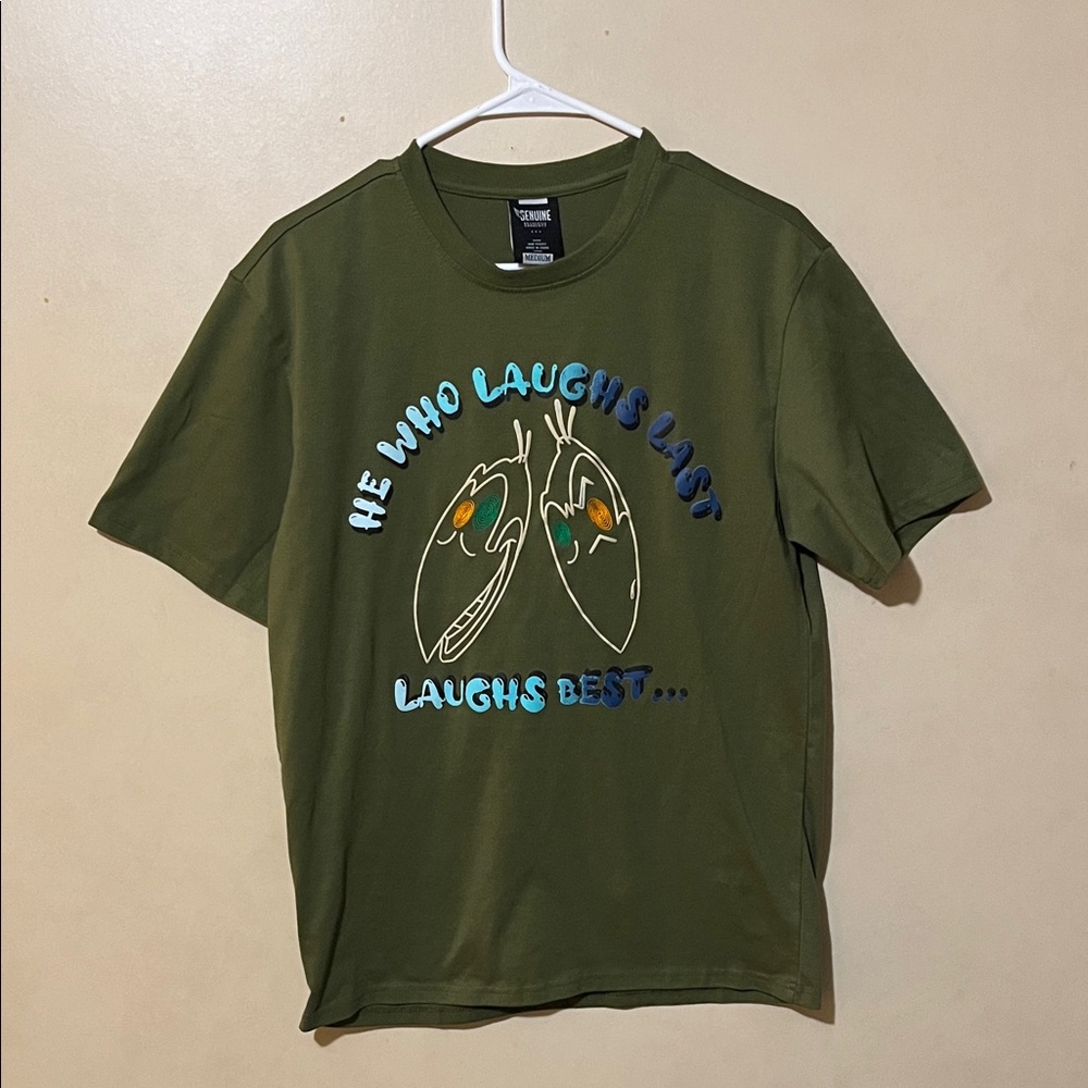 Kids Olive Green Graphic T-Shirt